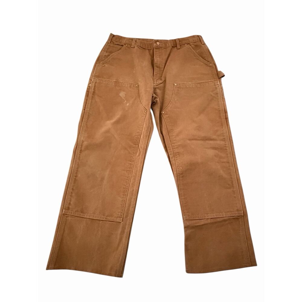 VTG‎ Carhartt Key Pants 38x26 Canvas Double Knee Straight Leg Carpenter 90s B01